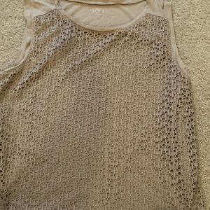 LOFT Lace Front Soft Tan Sleeveless Tank Sz:XL